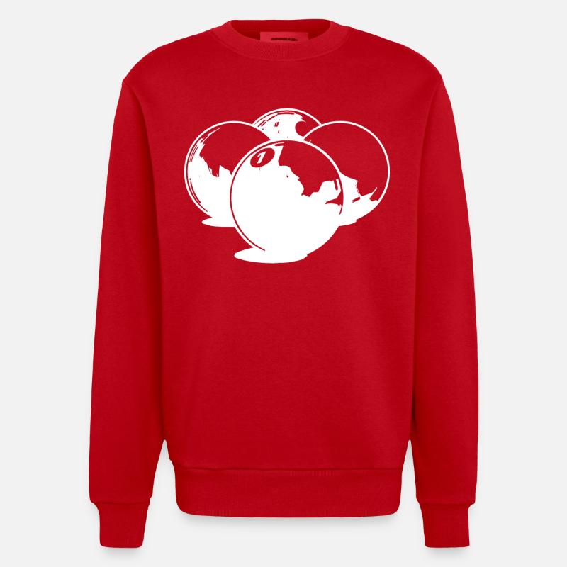 Dessin de boules de billard - Sweat bio épais oversize fabriqué en UE - rouge