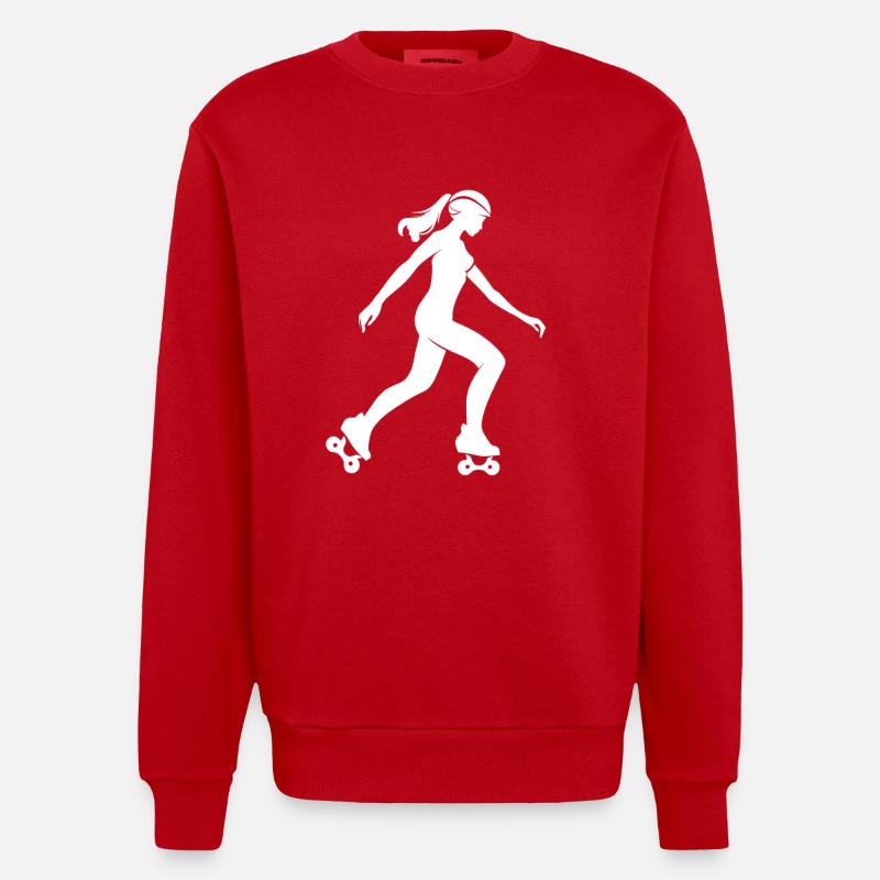 Rollschuhlaufendes Mädchen Skizze - Heavyweight Oversized Organic Crew Neck Made in EU - Rot