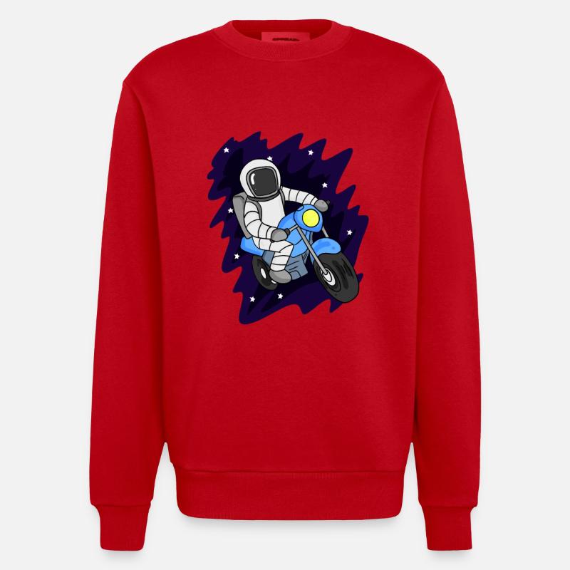 Astronaute Moto Espace - Sweat bio épais oversize fabriqué en UE - rouge