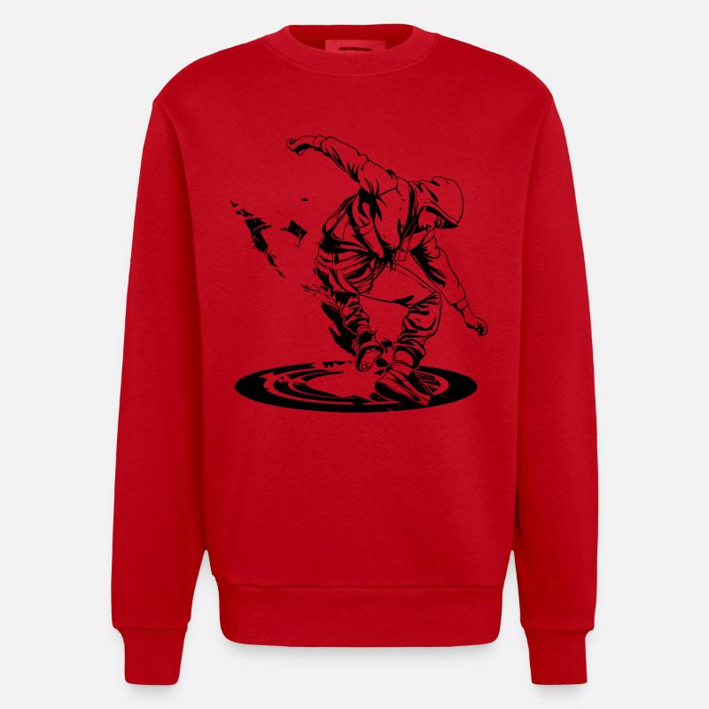 Dessin de breakdancer - Sweat bio épais oversize fabriqué en UE - rouge