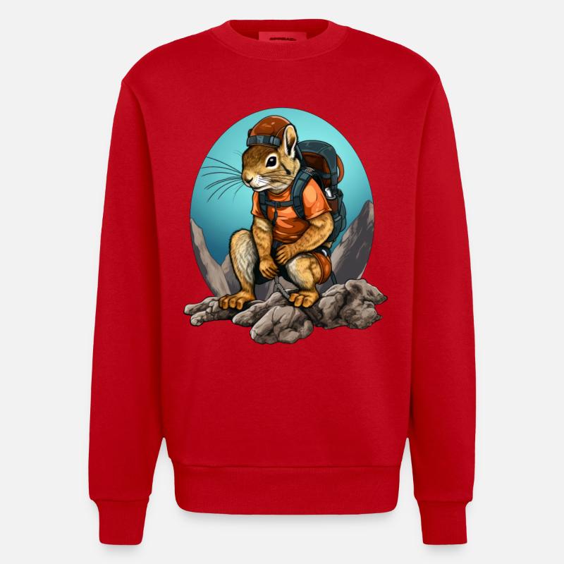 Eichhörnchen Bergsteiger / Wandern Eichhörnchen - Heavyweight Oversized Organic Crew Neck Made in EU - Rot