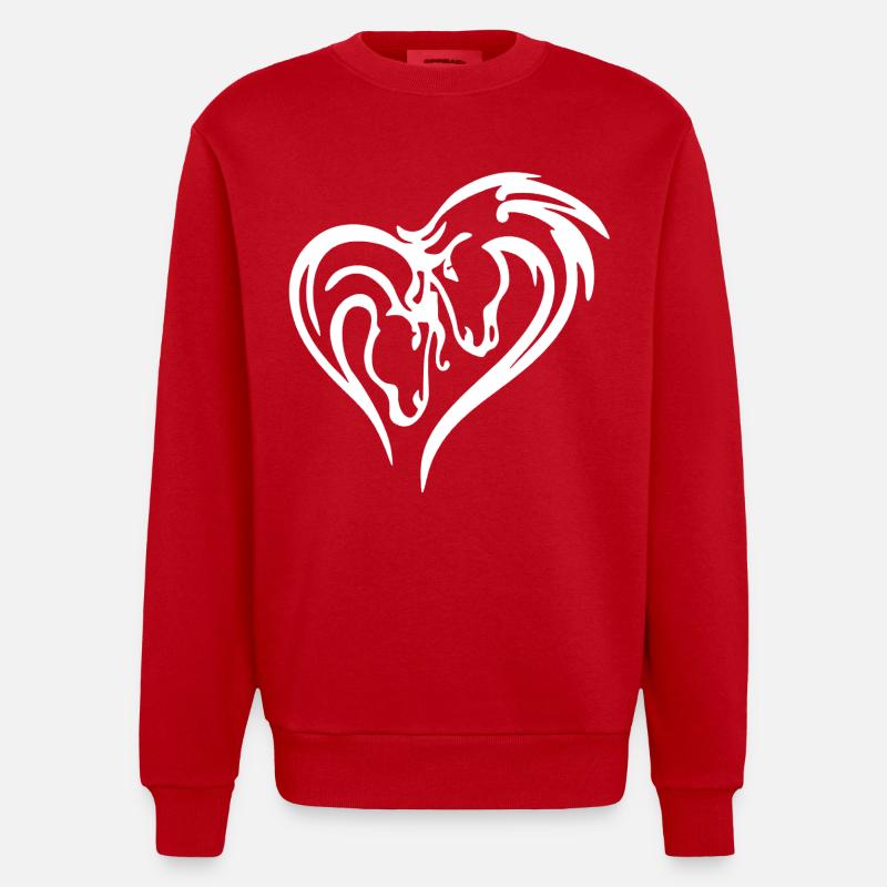 Coeur de cheval (blanc) - Sweat bio épais oversize fabriqué en UE - rouge