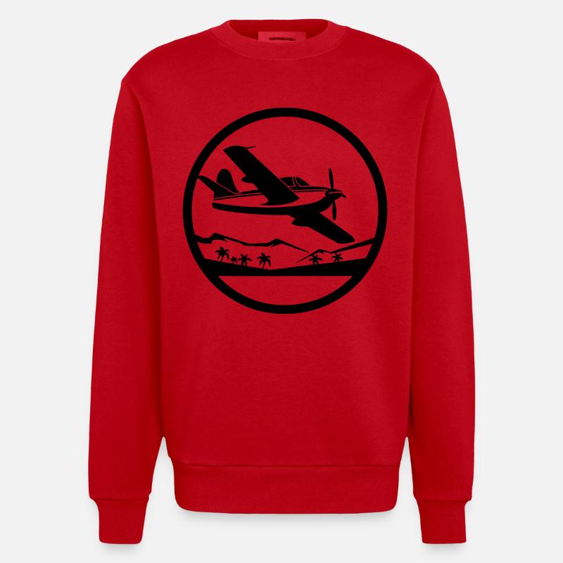 Graphisme d’avion - Sweat bio épais oversize fabriqué en UE - rouge