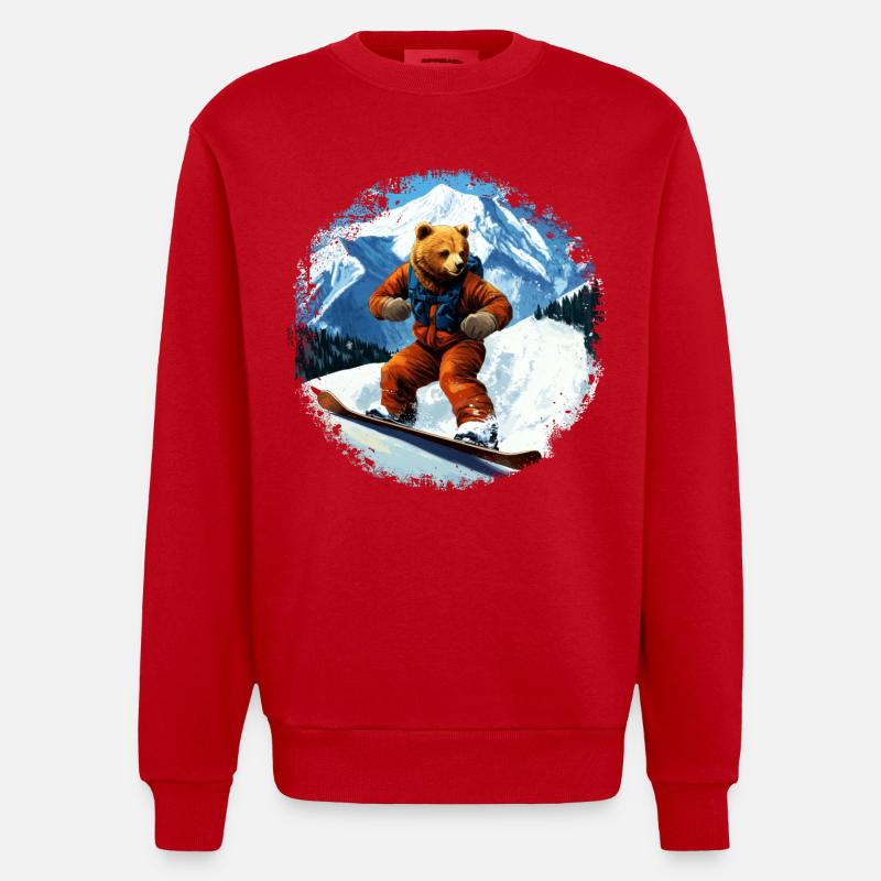Ours Planche à neige - Sweat bio épais oversize fabriqué en UE - rouge