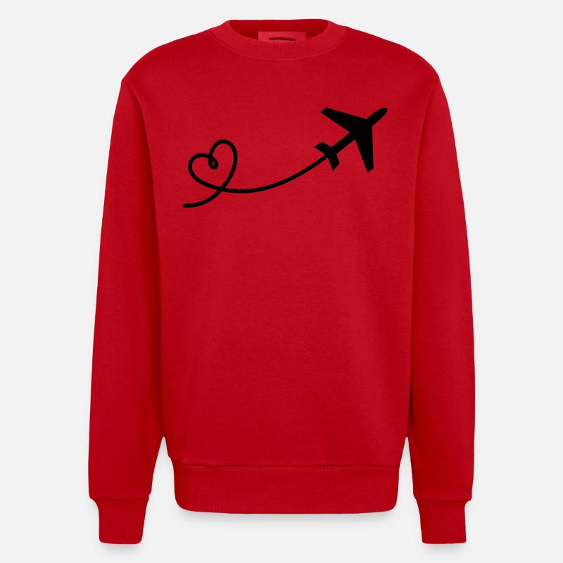Flugzeug mit Herz - Heavyweight Oversized Organic Crew Neck Made in EU - Rot