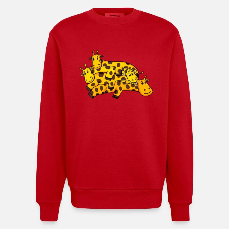 Giraffe Giraffes - Heavyweight Oversized Organic Crew Neck Made in EU - red