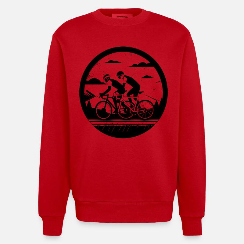Radfahren - Heavyweight Oversized Organic Crew Neck Made in EU - Rot