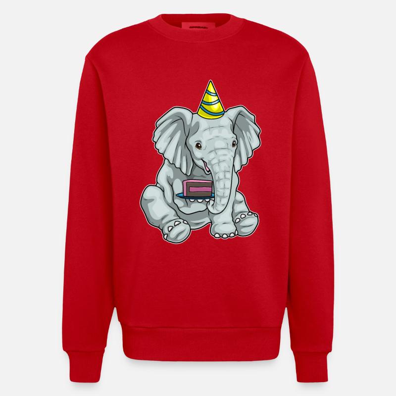 Elephant Cake - Heavyweight Oversized Organic Crew Neck Made in EU - red
