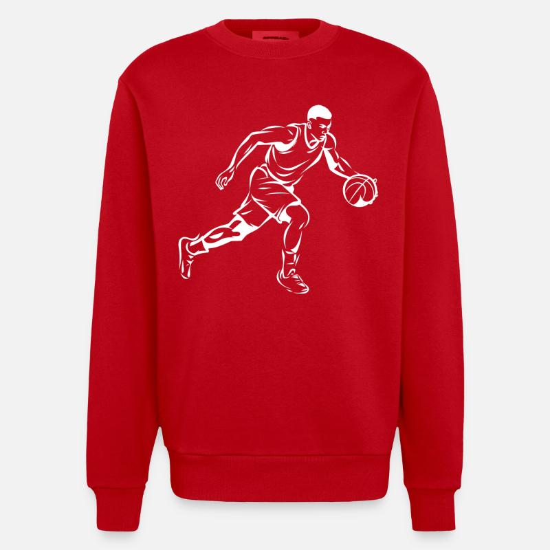 Basket-ball garçon graphique - Sweat bio épais oversize fabriqué en UE - rouge