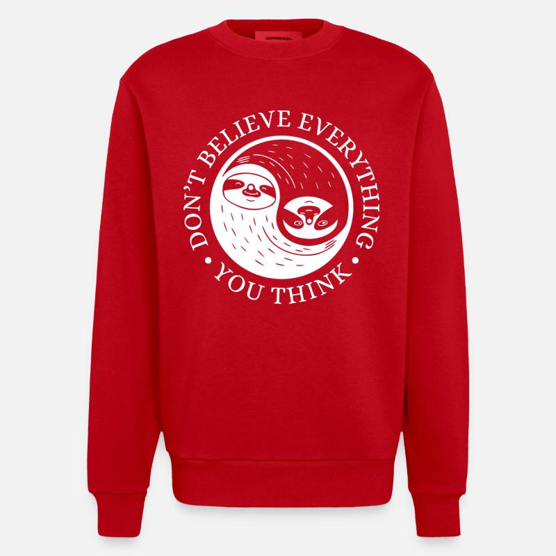 Yin-Yang Sloth – Relaxed Mindset - Heavyweight Oversized Organic Crew Neck Made in EU - red