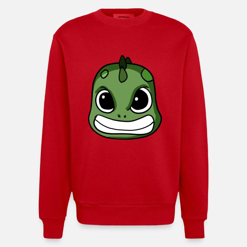 Dino Sauer upsets dinosaur head - Heavyweight Oversized Organic Crew Neck Made in EU - red