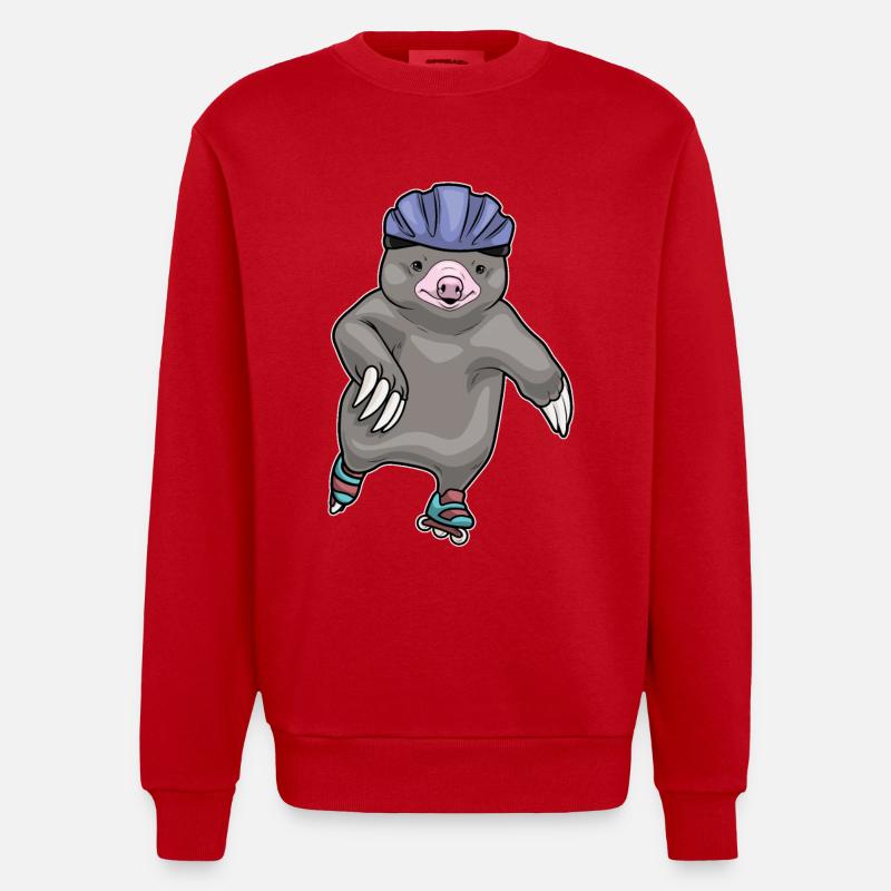 Maulwurf Inline skating Inline skates - Heavyweight Oversized Organic Crew Neck Made in EU - Rot
