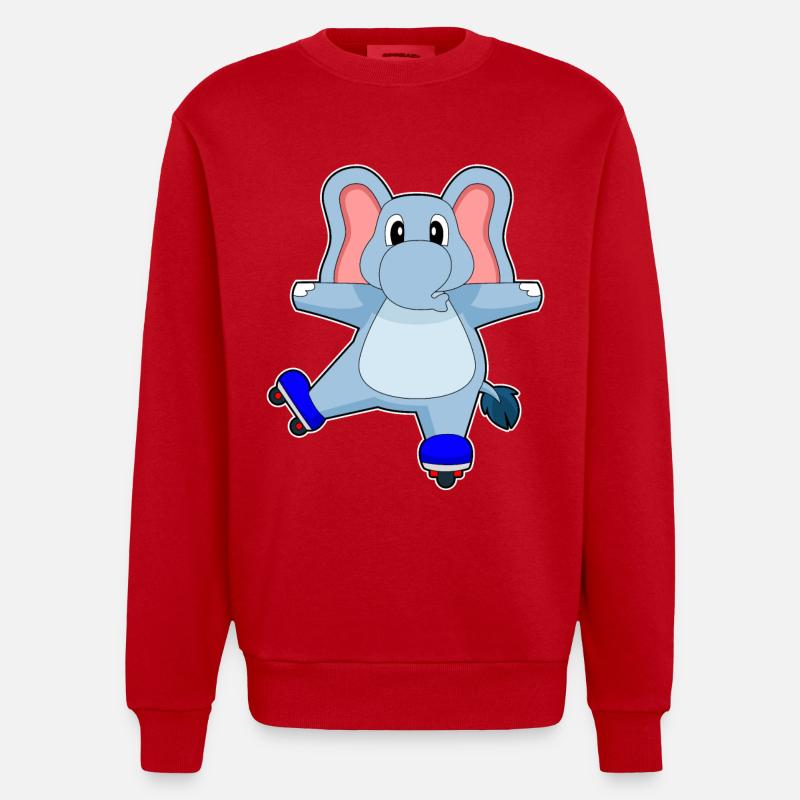 Elefant Inline skating roller skates - Heavyweight Oversized Organic Crew Neck Made in EU - red