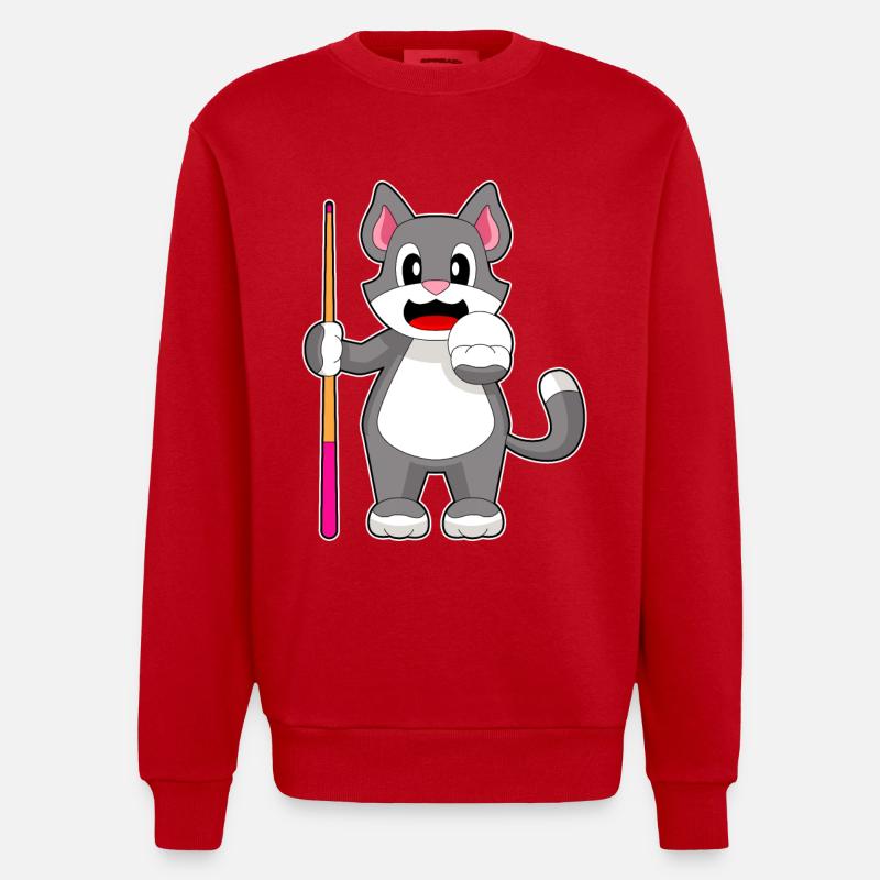 Katze Billiard Queue - Heavyweight Oversized Organic Crew Neck Made in EU - Rot