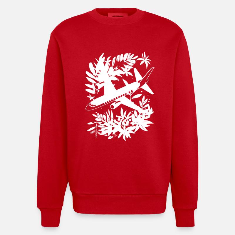 Style de bande dessinée d’avion - Sweat bio épais oversize fabriqué en UE - rouge