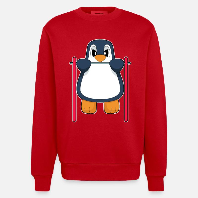 Penguin Bodybuilder Tractions - Sweat bio épais oversize fabriqué en UE - rouge