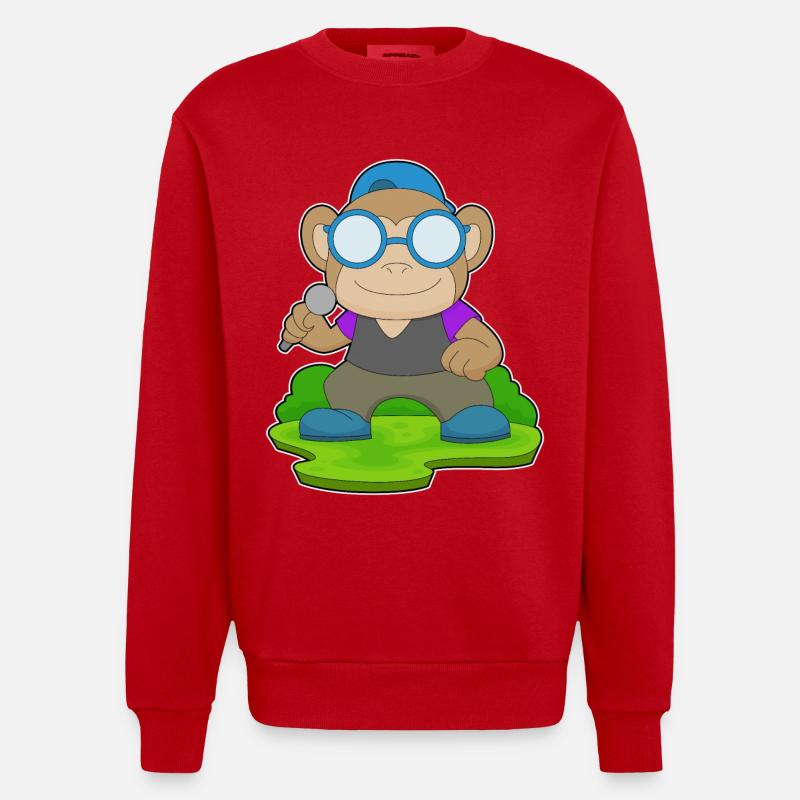 Singe Singe Microphone Chant - Sweat bio épais oversize fabriqué en UE - rouge