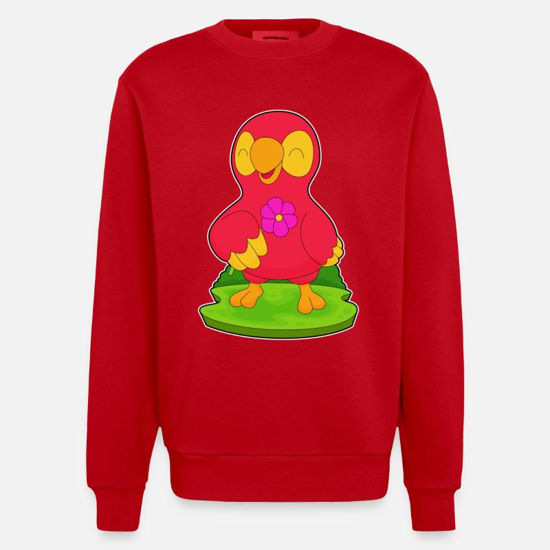 Fleur de perroquet - Sweat bio épais oversize fabriqué en UE - rouge