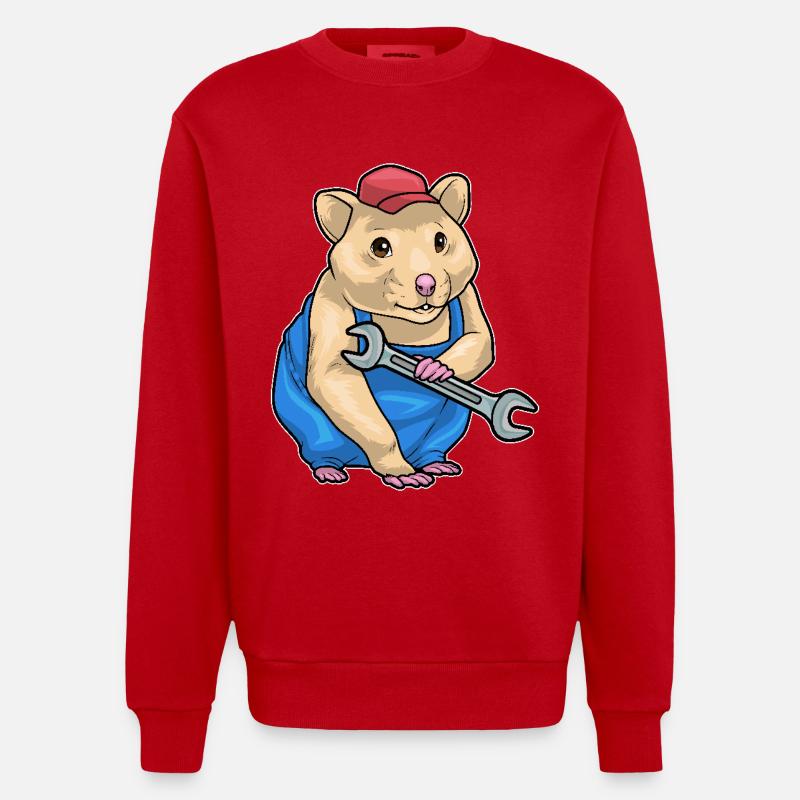 Clé mécanique hamster - Sweat bio épais oversize fabriqué en UE - rouge
