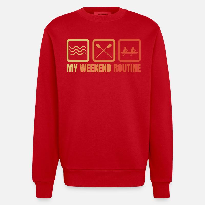 Ruderer Wochenendroutine - Heavyweight Oversized Organic Crew Neck Made in EU - Rot