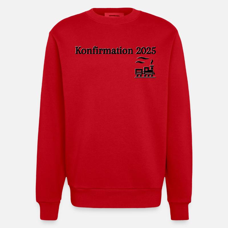 Konfirmation 2025 losfahrender Zug Reise - Heavyweight Oversized Organic Crew Neck Made in EU - Rot