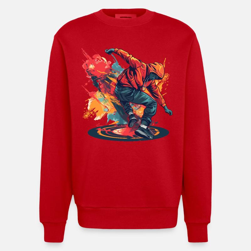 Breakdancer Graffiti - Sweat bio épais oversize fabriqué en UE - rouge