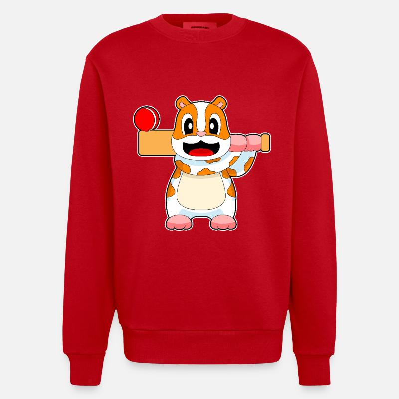 Hamster Cricket Batte de cricket - Sweat bio épais oversize fabriqué en UE - rouge