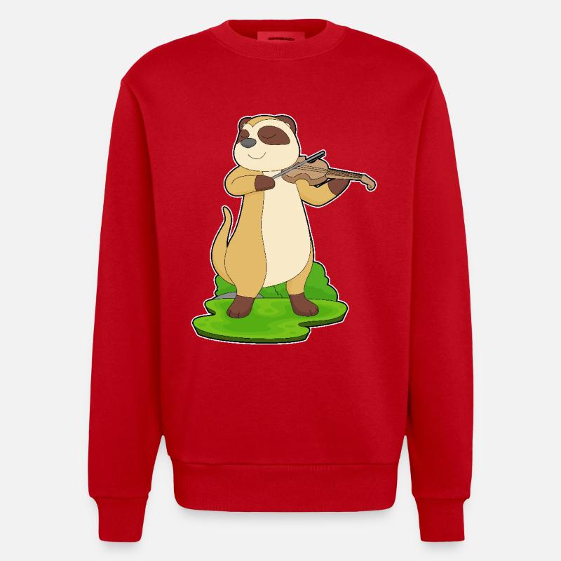 Suricate Musicien Violon - Sweat bio épais oversize fabriqué en UE - rouge