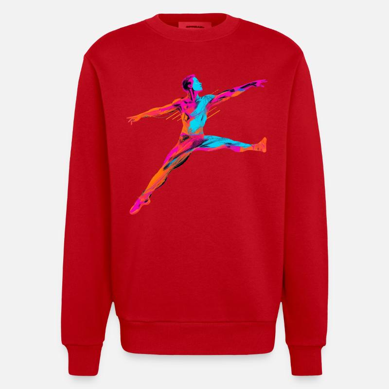 Danseur de ballet masculin Synthwave - Sweat bio épais oversize fabriqué en UE - rouge