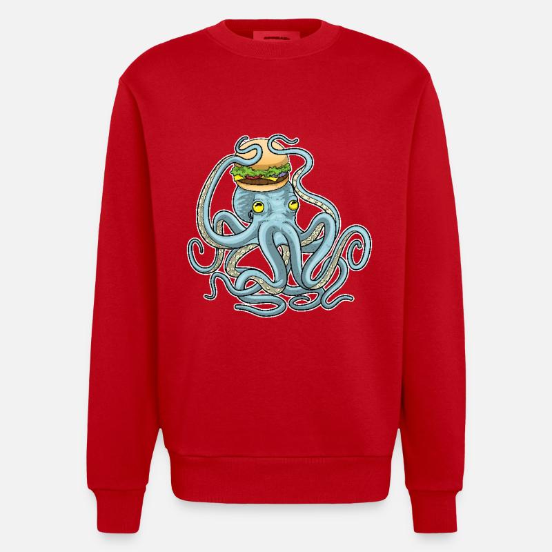 Cheeseburger au poulpe - Sweat bio épais oversize fabriqué en UE - rouge