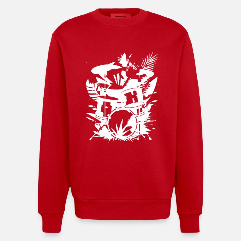 Drum Graphics - Heavyweight Oversized Organic Crew Neck Made in EU - red