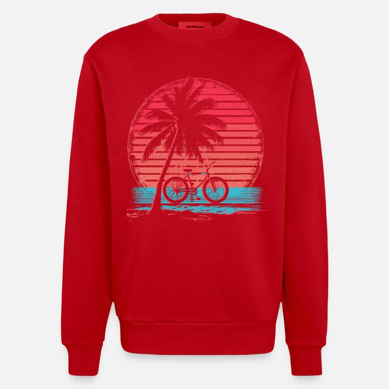 Vélo Synthwave - Sweat bio épais oversize fabriqué en UE - rouge