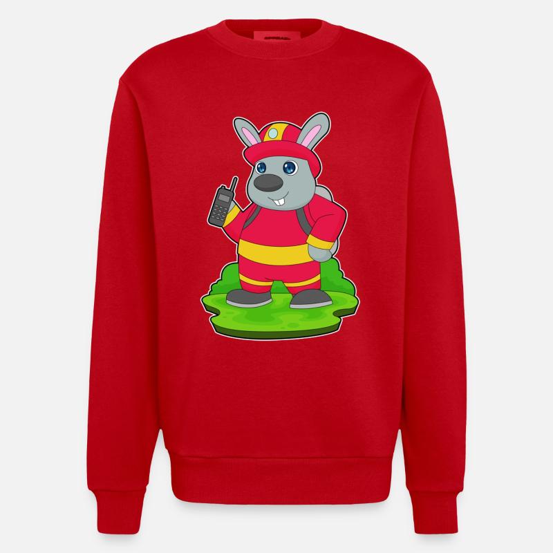 Lapin Pompier Pompier Brigade - Sweat bio épais oversize fabriqué en UE - rouge