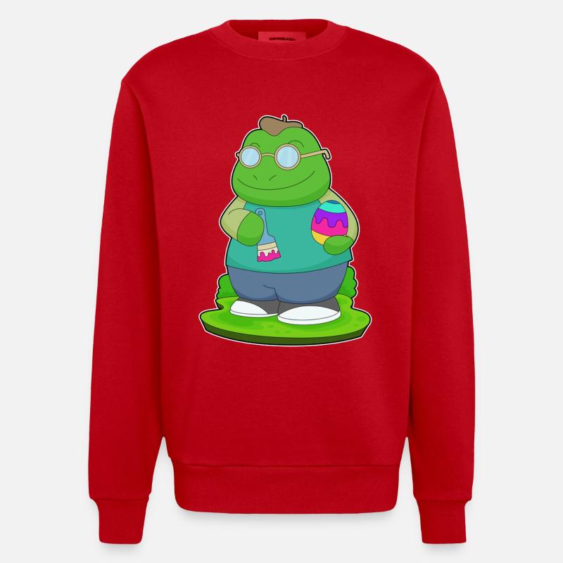 Grenouille Peintre de Pâques - Sweat bio épais oversize fabriqué en UE - rouge