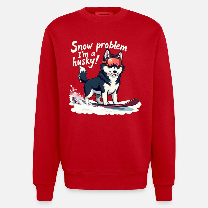 Kein Problem, ich bin ein Husky! - Heavyweight Oversized Organic Crew Neck Made in EU - Rot