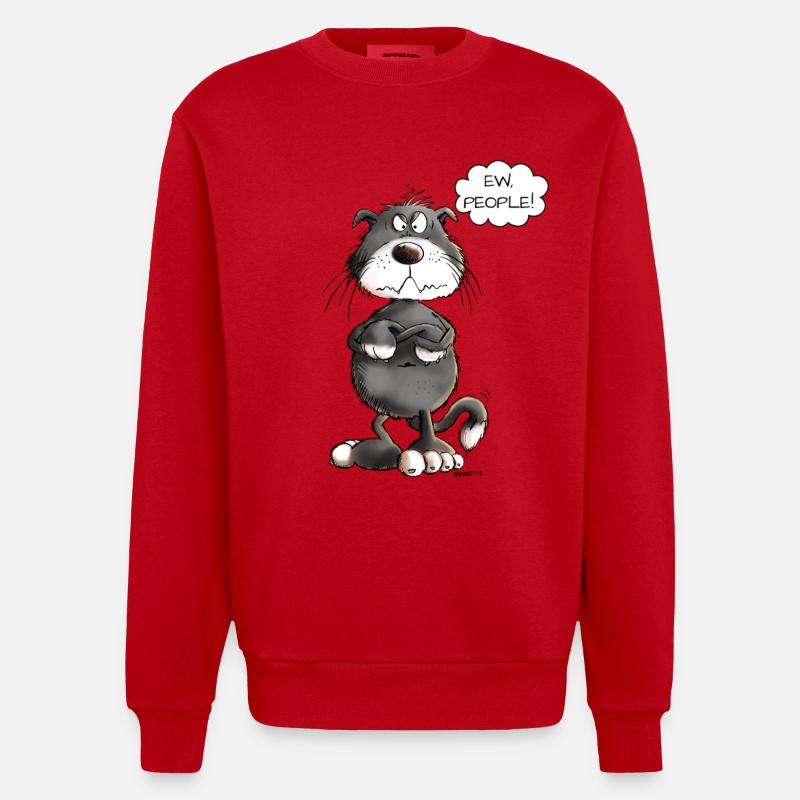 ew gens chat disant chats - Sweat bio épais oversize fabriqué en UE - rouge