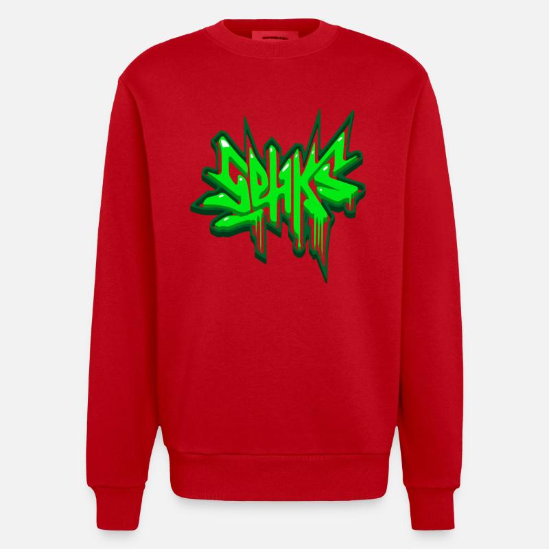 Sehks Vert 3D - Sweat bio épais oversize fabriqué en UE - rouge