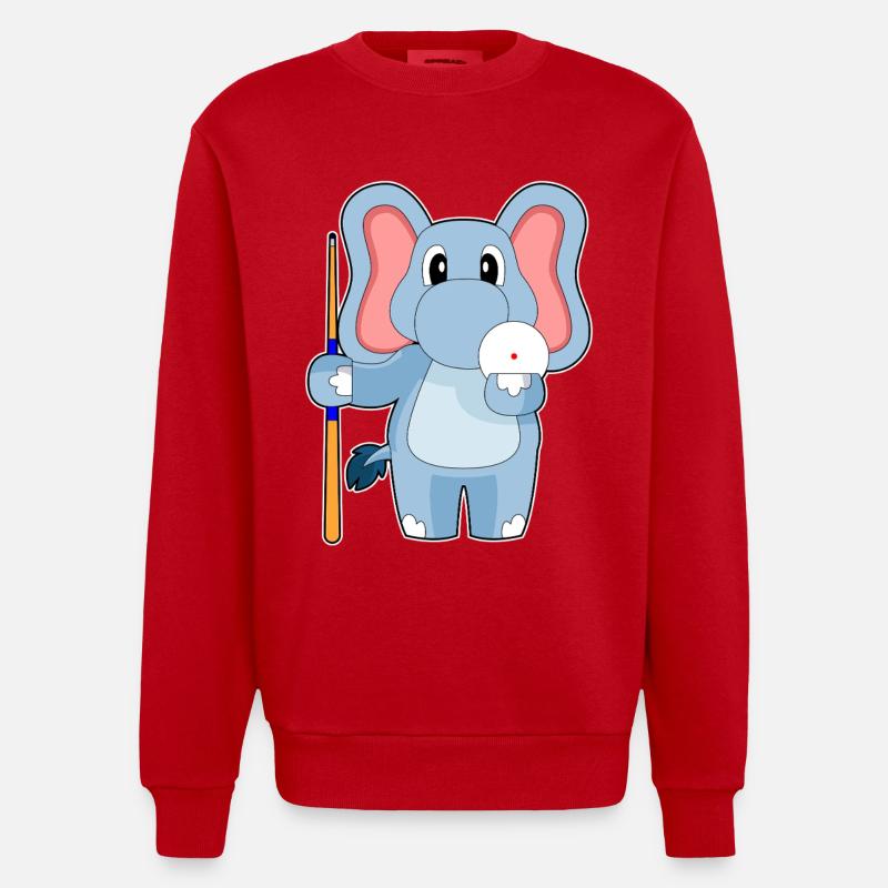 Elefant Billiard Queue - Heavyweight Oversized Organic Crew Neck Made in EU - Rot
