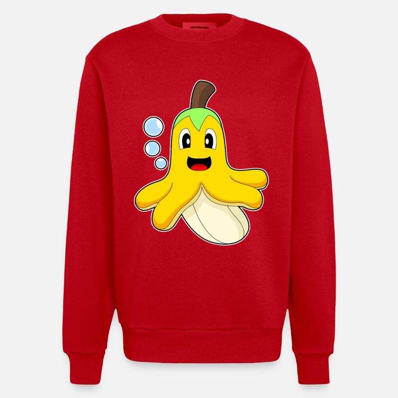 Poulpe Banane - Sweat bio épais oversize fabriqué en UE - rouge