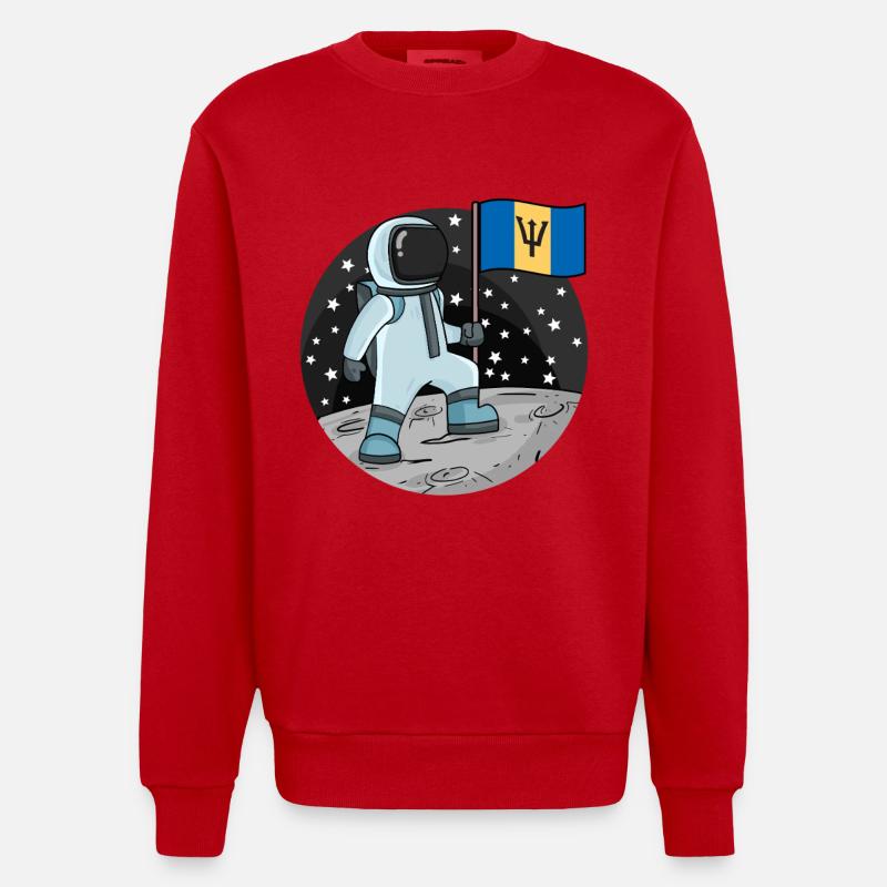 Drapeau astronaute Barbade - Sweat bio épais oversize fabriqué en UE - rouge
