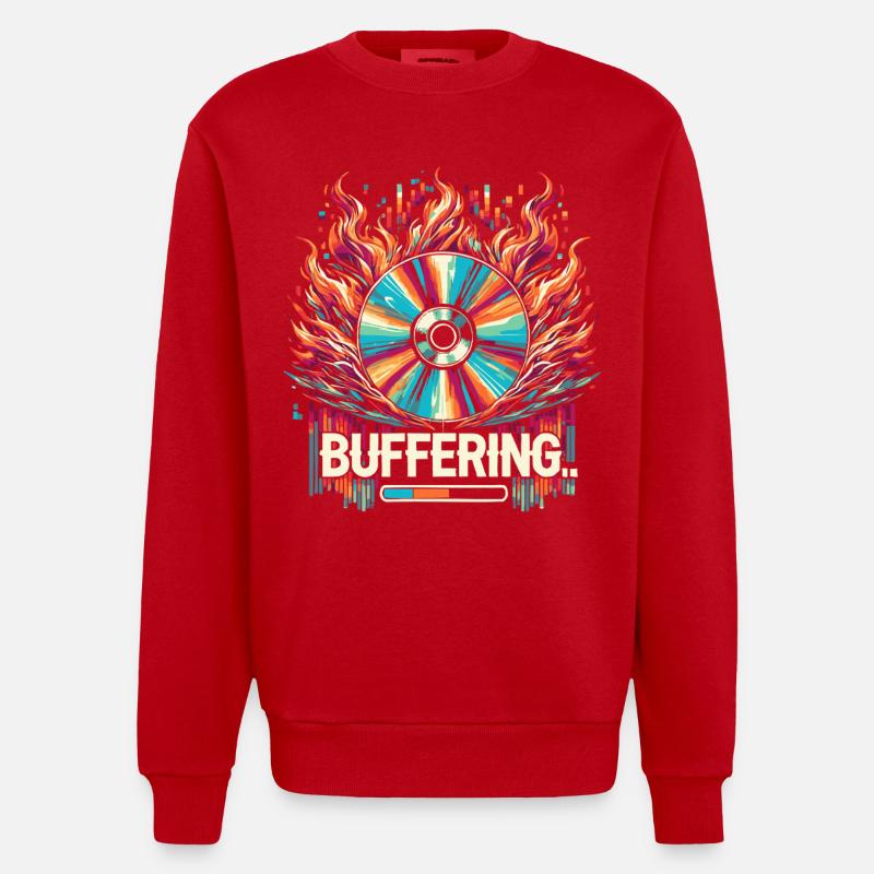 Pufferung - Flamingo CD Retro Nostalgisches Design - Heavyweight Oversized Organic Crew Neck Made in EU - Rot