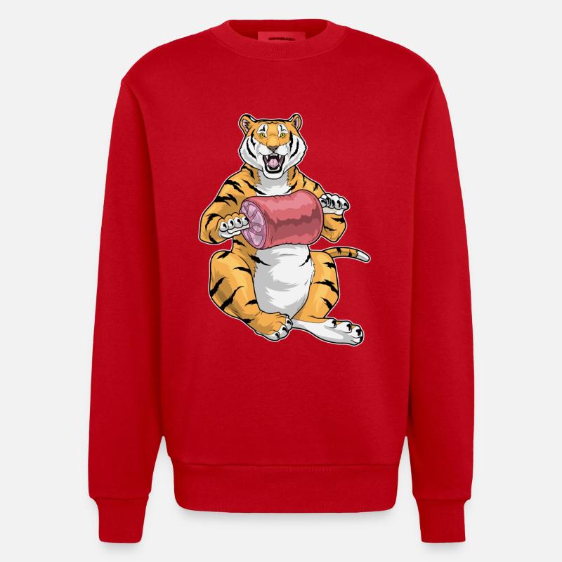 Tiger Fleisch - Heavyweight Oversized Organic Crew Neck Made in EU - Rot