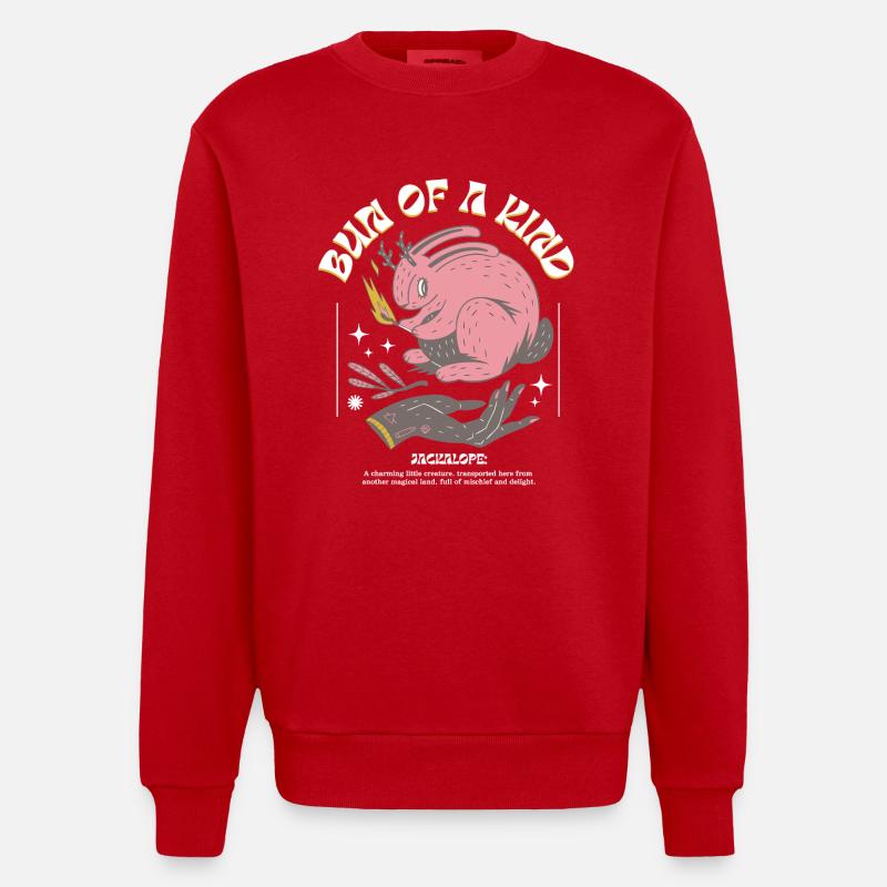 Jackalope mystique – Unique et magique - Sweat bio épais oversize fabriqué en UE - rouge