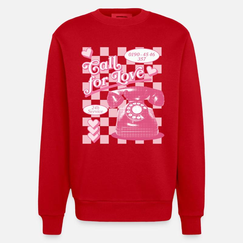 Appel à l’amour hotline esthétique - Sweat bio épais oversize fabriqué en UE - rouge