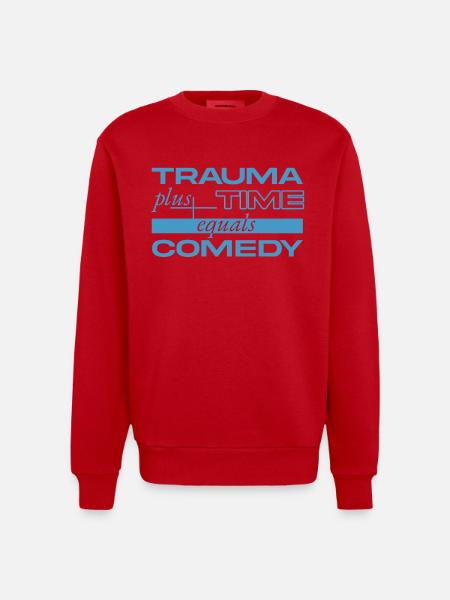 Trauma + Time = Comedy - Heavyweight Oversized Organic Crew Neck Made in EU - red
