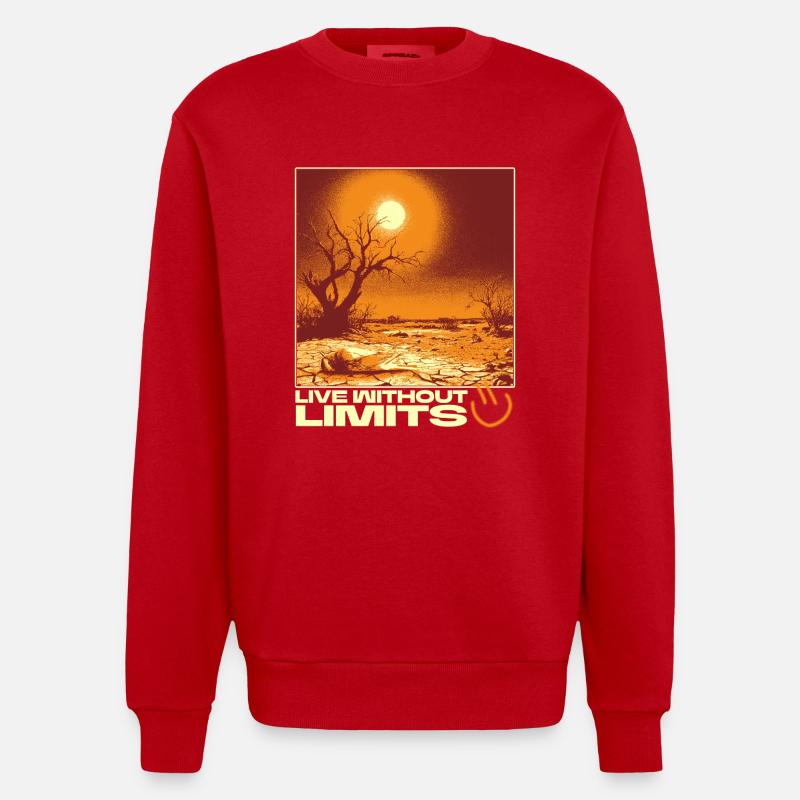 Live Without Limits – Surreal Desert Scene - Heavyweight Oversized Organic Crew Neck Made in EU - Rot