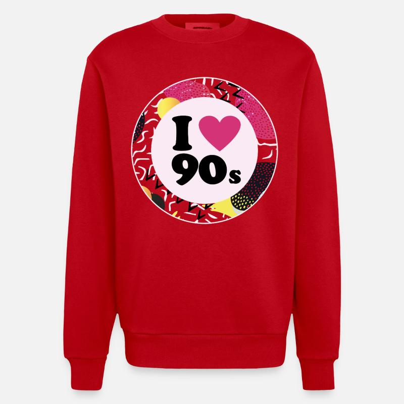 I ♥ 90s – Nostalgisches Retro-Design - Heavyweight Oversized Organic Crew Neck Made in EU - Rot