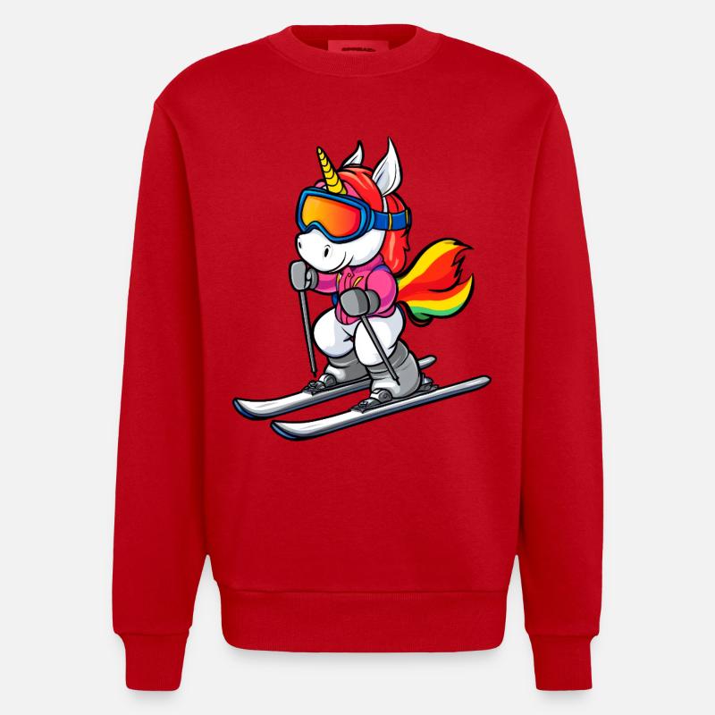 Ski Einhorn - Heavyweight Oversized Organic Crew Neck Made in EU - Rot