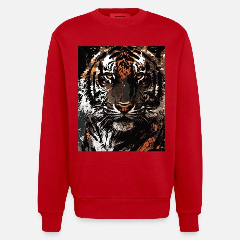 Tigerkopf - Heavyweight Oversized Organic Crew Neck Made in EU - Rot