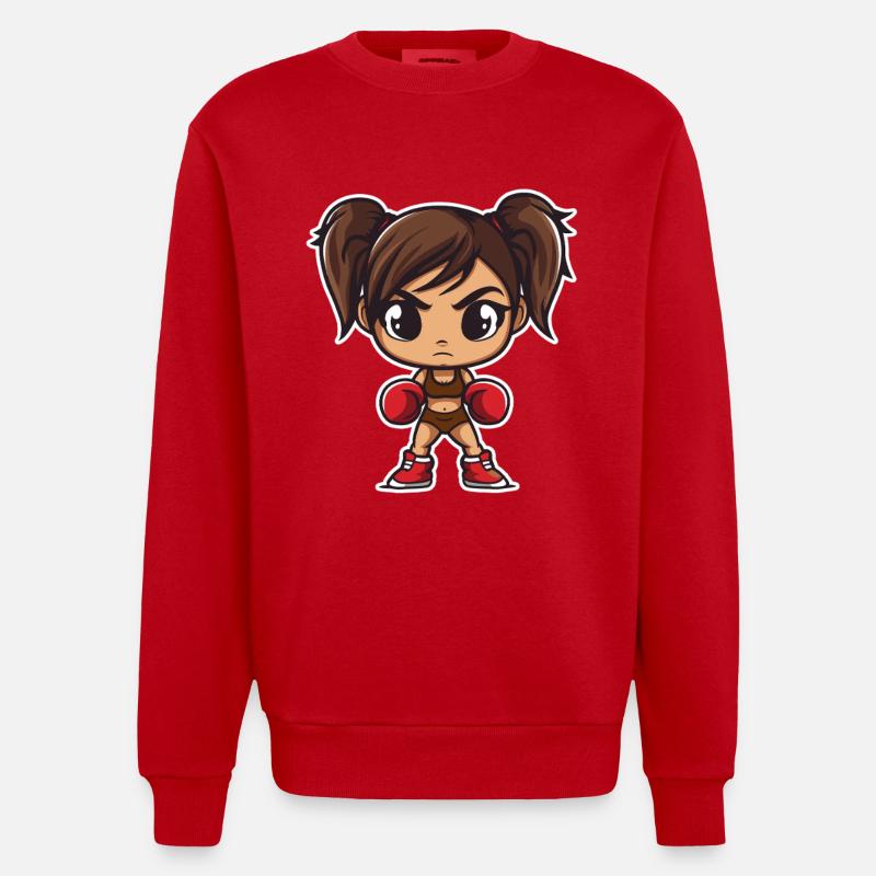 Boxen Mädchen Cartoon - Heavyweight Oversized Organic Crew Neck Made in EU - Rot